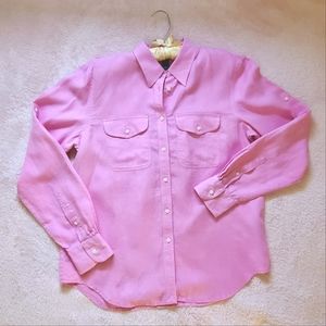 Lauren by Ralph Lauren Ladies Linen Long Sleeve Button Up Size M